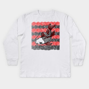 Koi Fish Great Wave Tattoo V2 Kids Long Sleeve T-Shirt